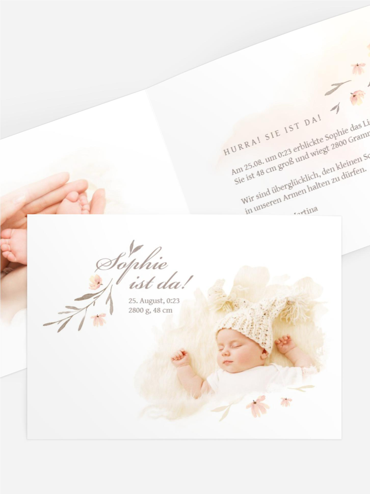 Geburtskarte Blumenästlein