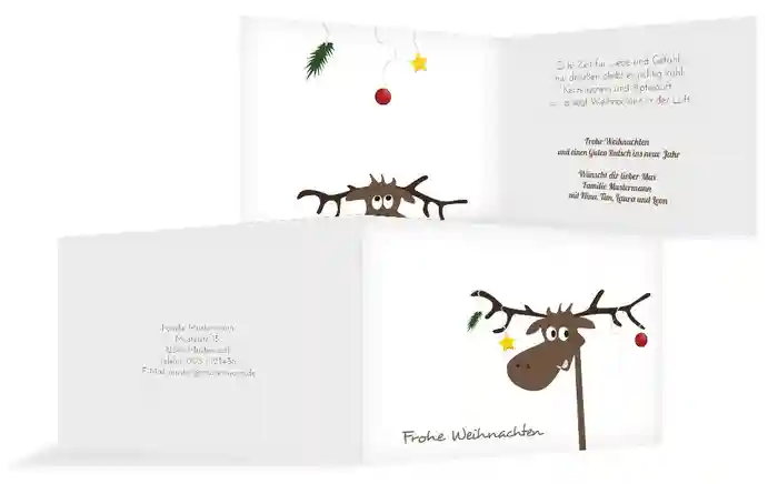 Weihnachts Grußkarte privat Elch