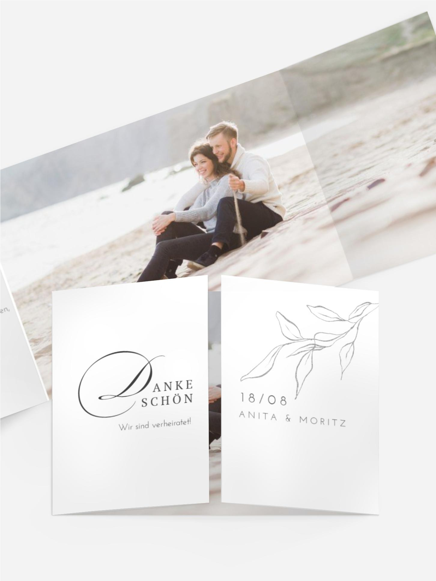 Dankeskarte Dezent Leaf