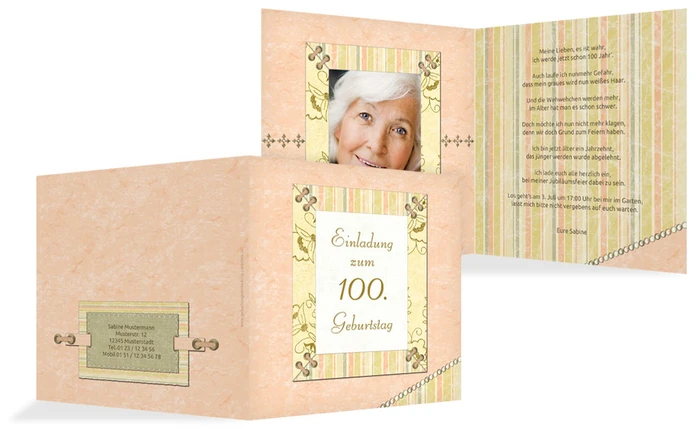 Geburtstagseinladungskarte Nostalgie 100 Foto