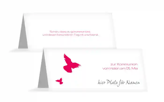 Tischkarte Kommunion Taube