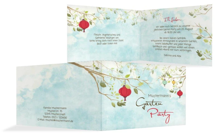 Einladung zum Sommerfest Garten Lampions