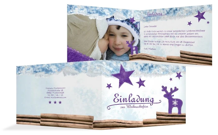 Weihnachtseinladung Privat Sternenhimmel