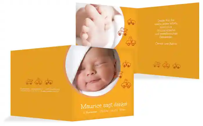 Geburtskarte Danke Mobil