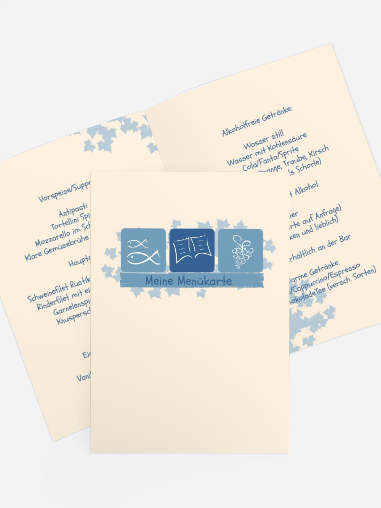 Menükarte Kommunion Blatt