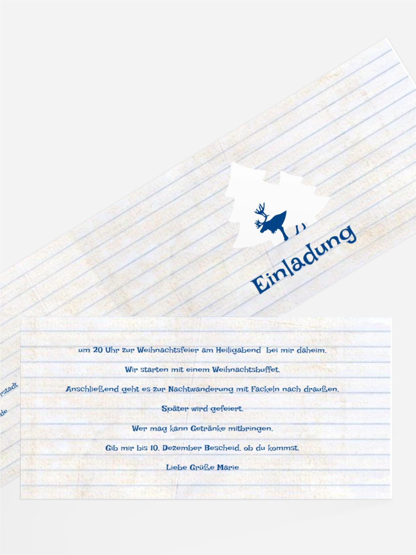 Einladungskarte Weihnachten Privat Elchenwald